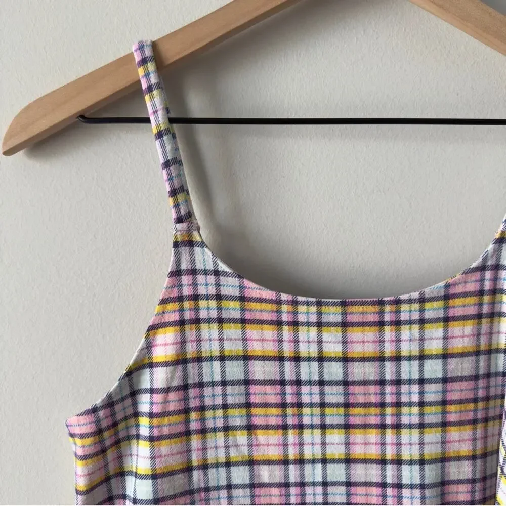 Justice Multicolor Plaid Slip Dress Spaghettie Strap Y2K Retro Colorful Pastel
